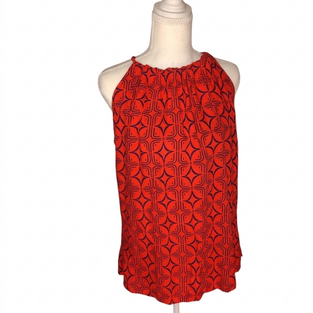 Sleeveless Red Geometric Halter Top Escapada S Like New Boutique